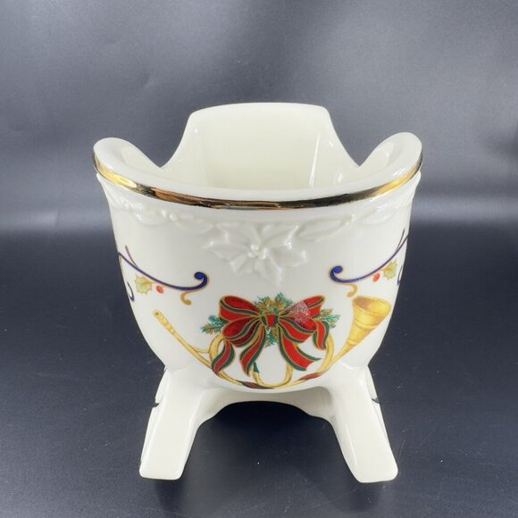 MIkasa Holiday Bloom Christmas Sleigh Centerpiece Fine China Retired New Sticker - Picture 9 of 16